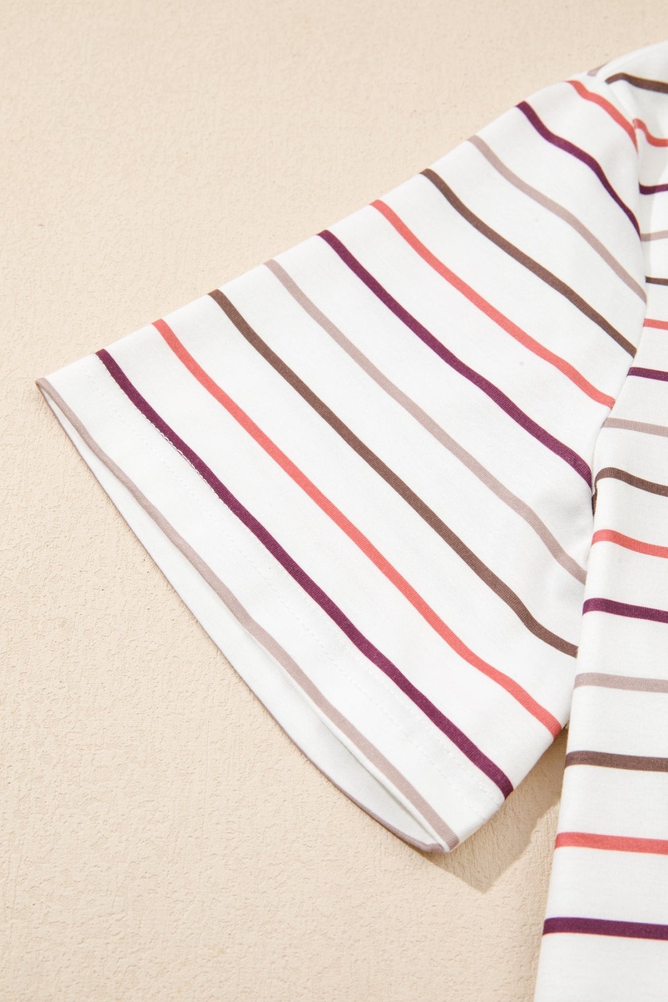 Plus Size Stripe V-Neck Short Sleeve Tee - Rooted & Reckless Co.