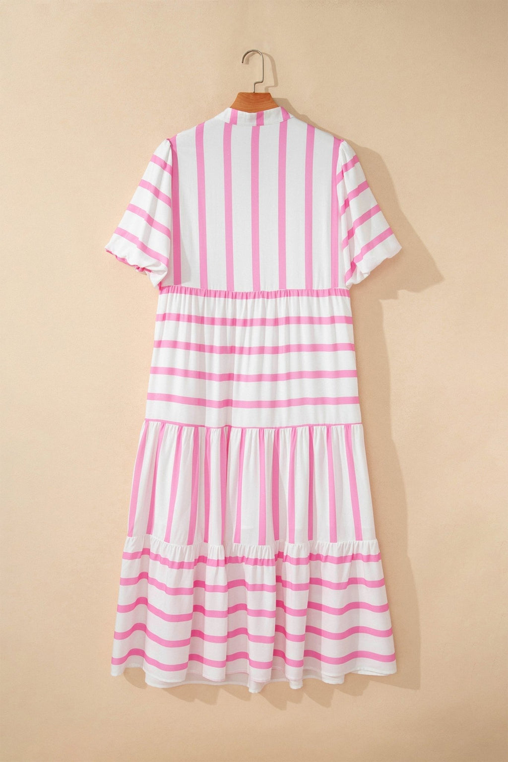 Plus Size Stripe V-Neck Tiered Maxi Dress - Rooted & Reckless Co.
