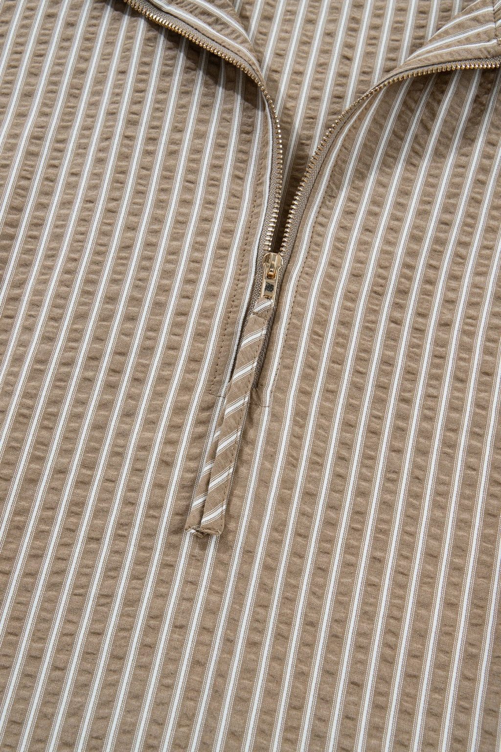 Plus Size Stripe Zip-Up Collared Mini Dress - Rooted & Reckless Co.