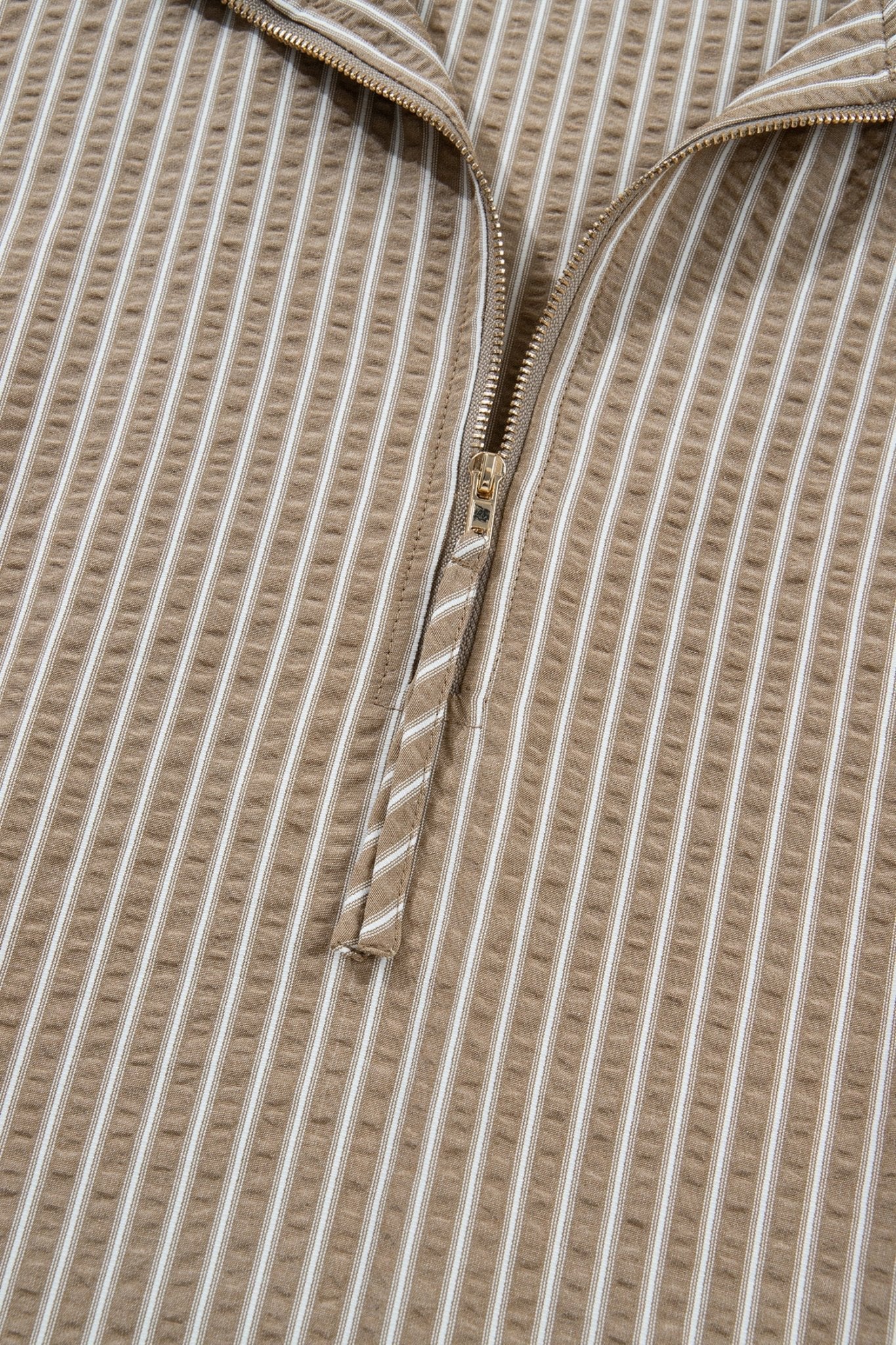Plus Size Stripe Zip-Up Collared Mini Dress - Rooted & Reckless Co.