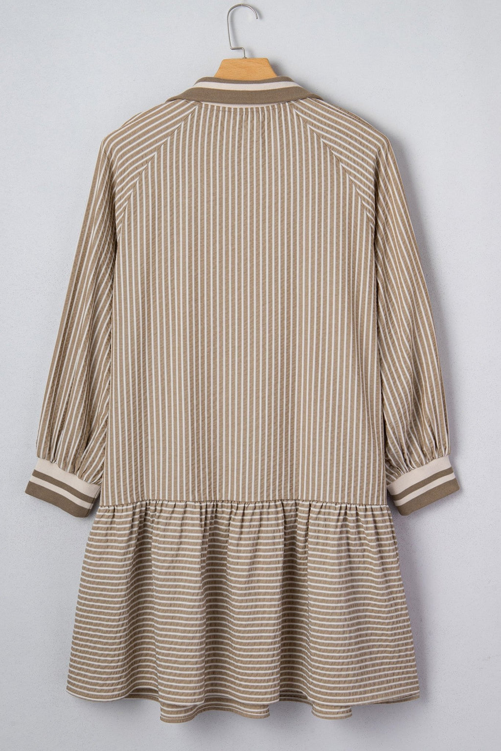 Plus Size Stripe Zip-Up Collared Mini Dress - Rooted & Reckless Co.