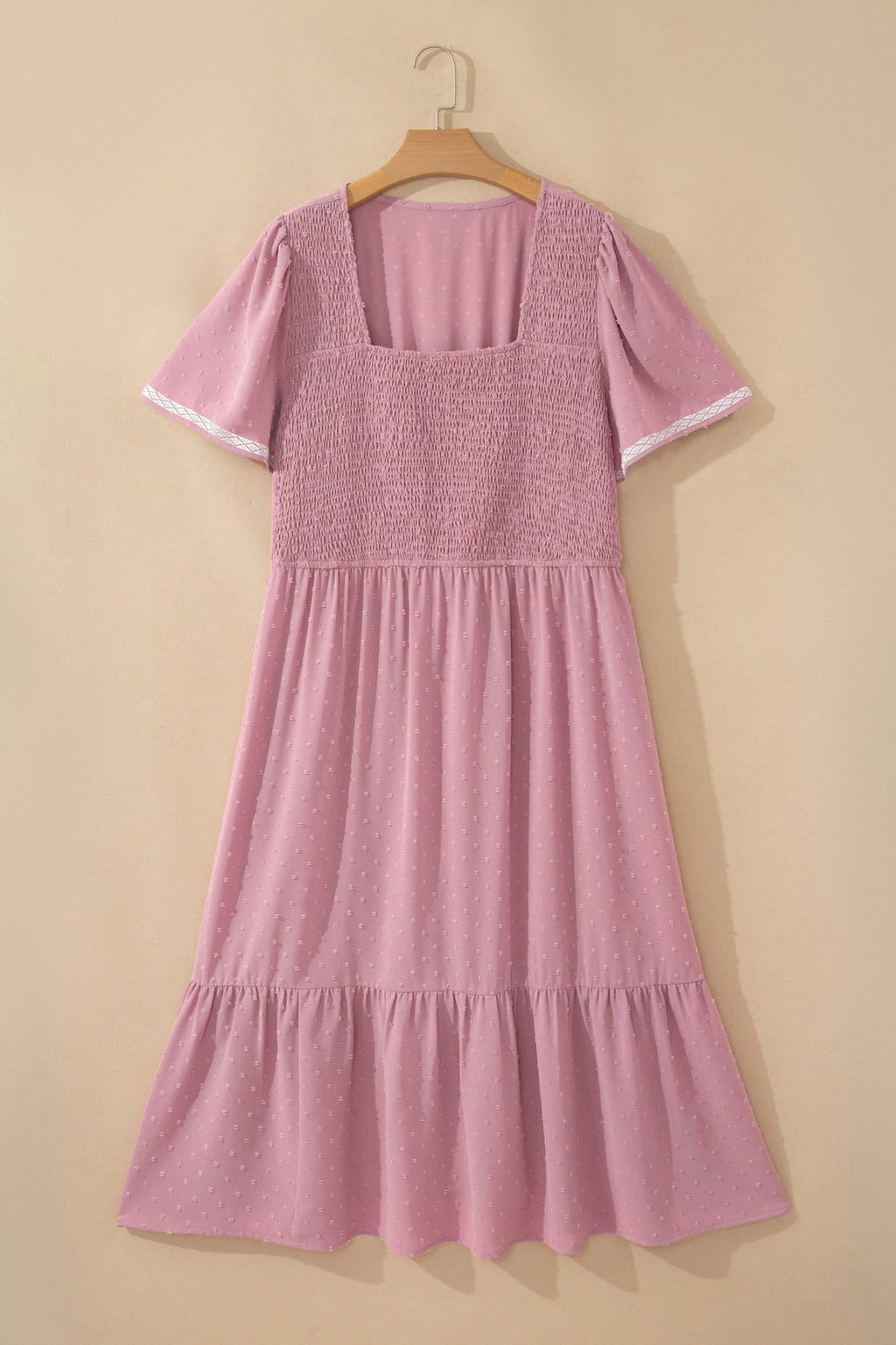 Plus Size Swiss Dot Smocked Flowy Midi Dress - Rooted & Reckless Co.