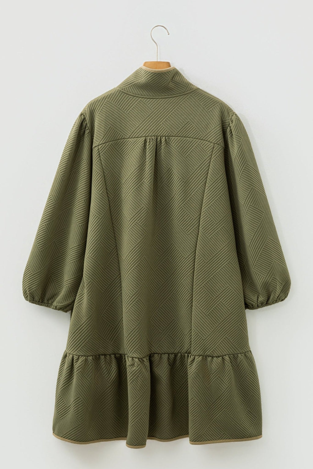 Plus Size Textured Contrast Trim Half Zip Dress - Rooted & Reckless Co.