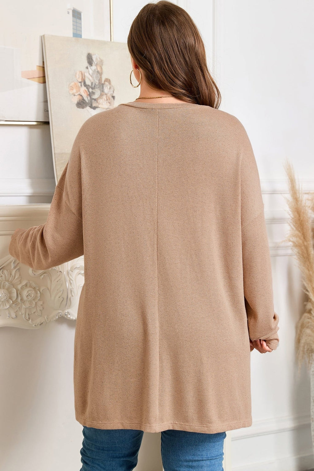 Plus Size Textured Knit Long Sleeve Tunic Top - Rooted & Reckless Co.