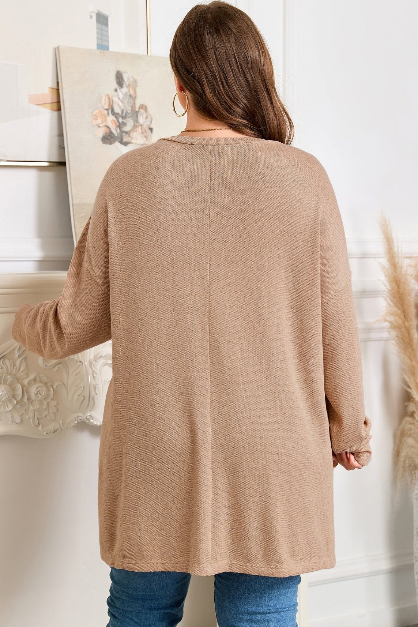 Plus Size Textured Knit Long Sleeve Tunic Top - Rooted & Reckless Co.