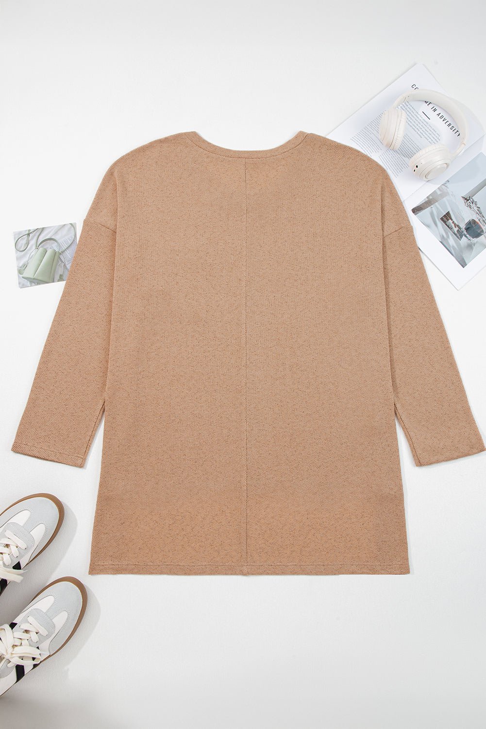 Plus Size Textured Knit Long Sleeve Tunic Top - Rooted & Reckless Co.
