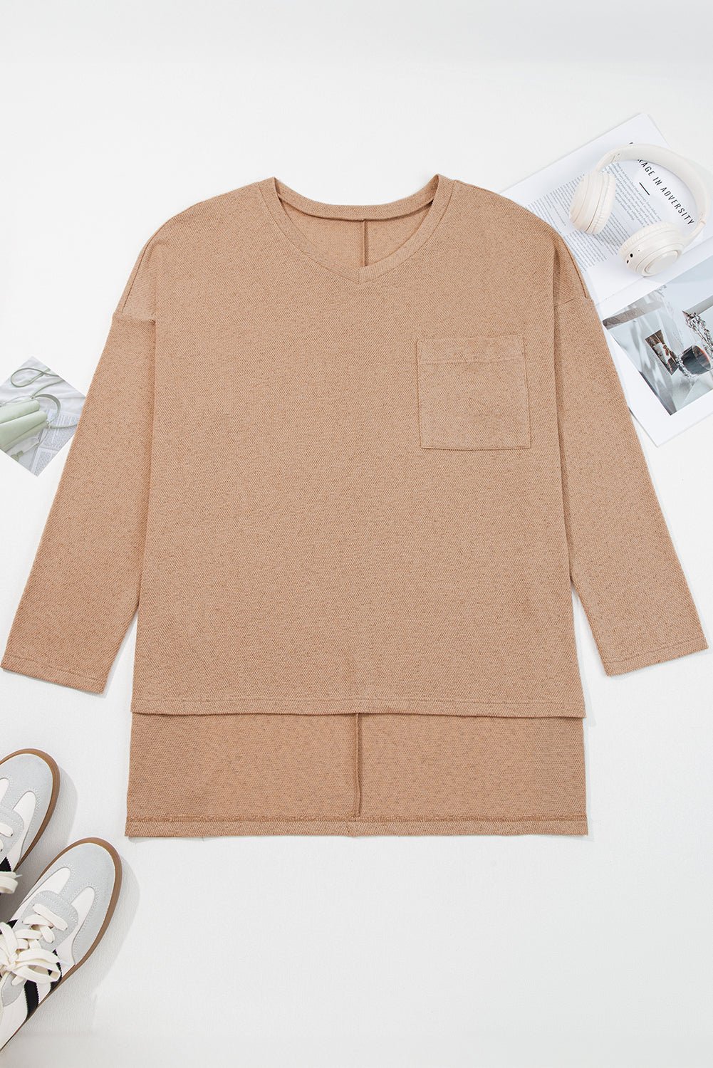 Plus Size Textured Knit Long Sleeve Tunic Top - Rooted & Reckless Co.