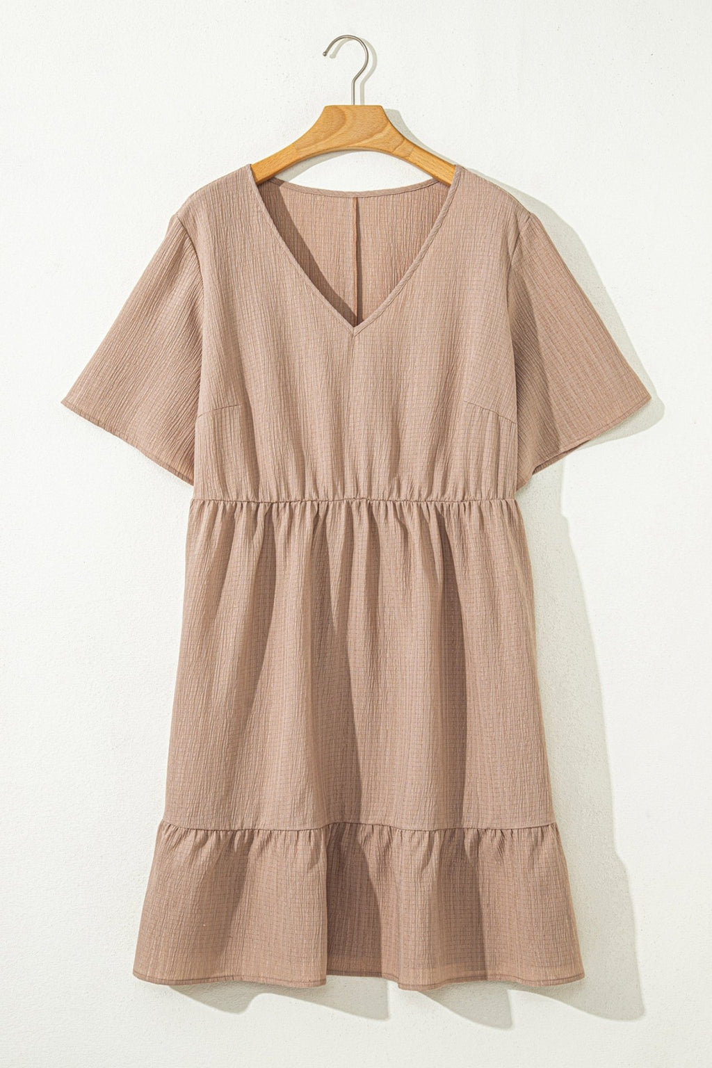 Plus Size Textured Ruffle Short Sleeve Dress - Rooted & Reckless Co.