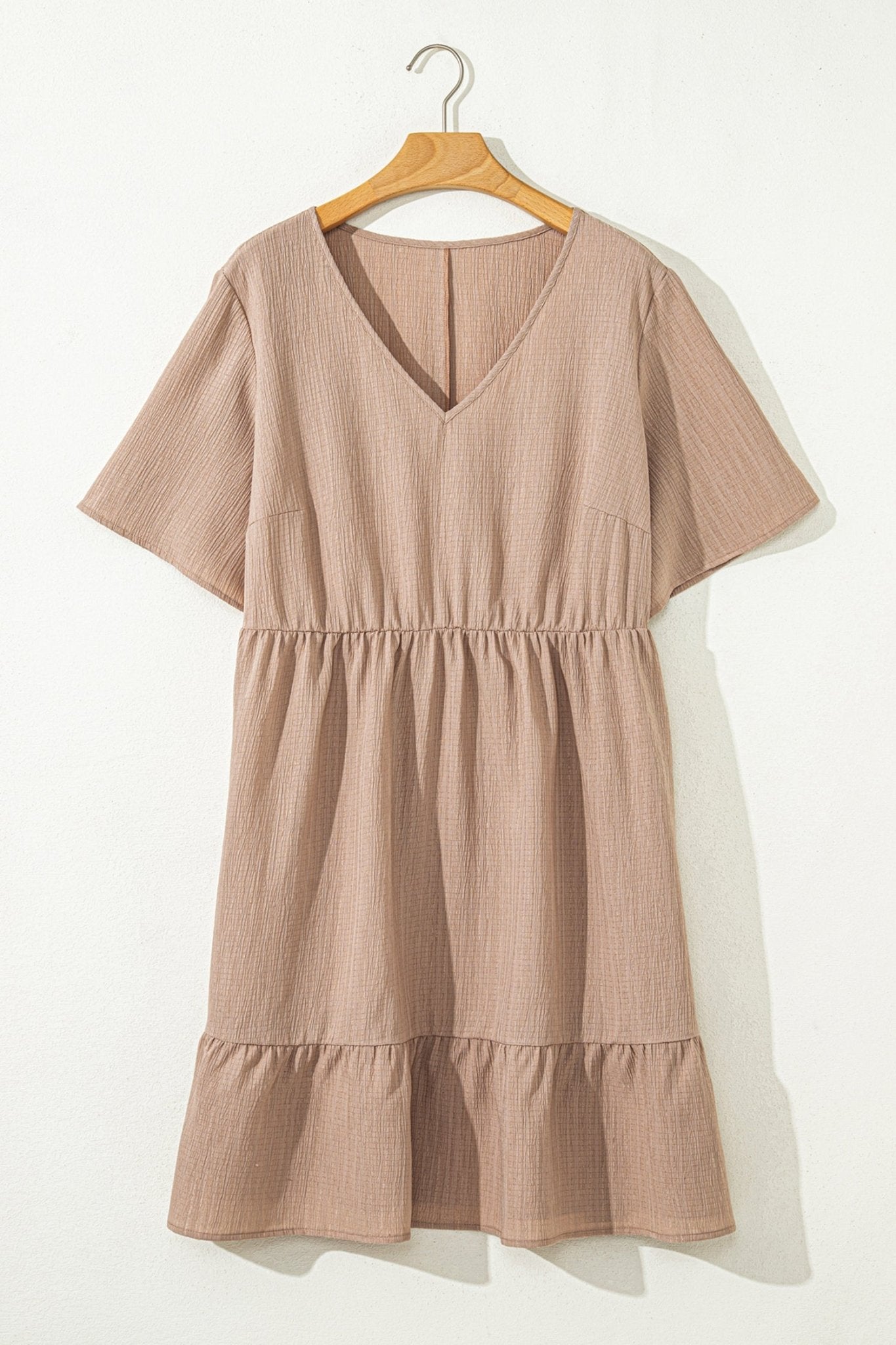 Plus Size Textured Ruffle Short Sleeve Dress - Rooted & Reckless Co.