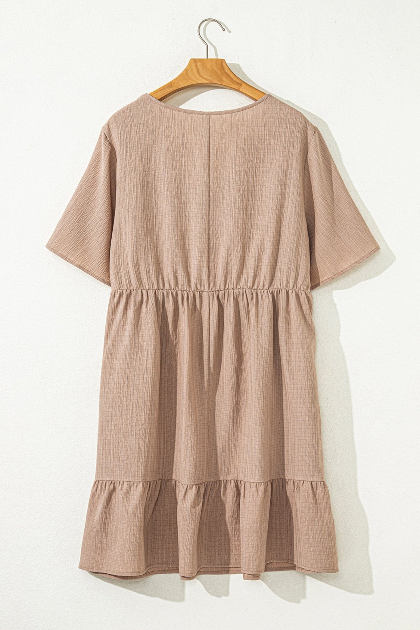 Plus Size Textured Ruffle Short Sleeve Dress - Rooted & Reckless Co.