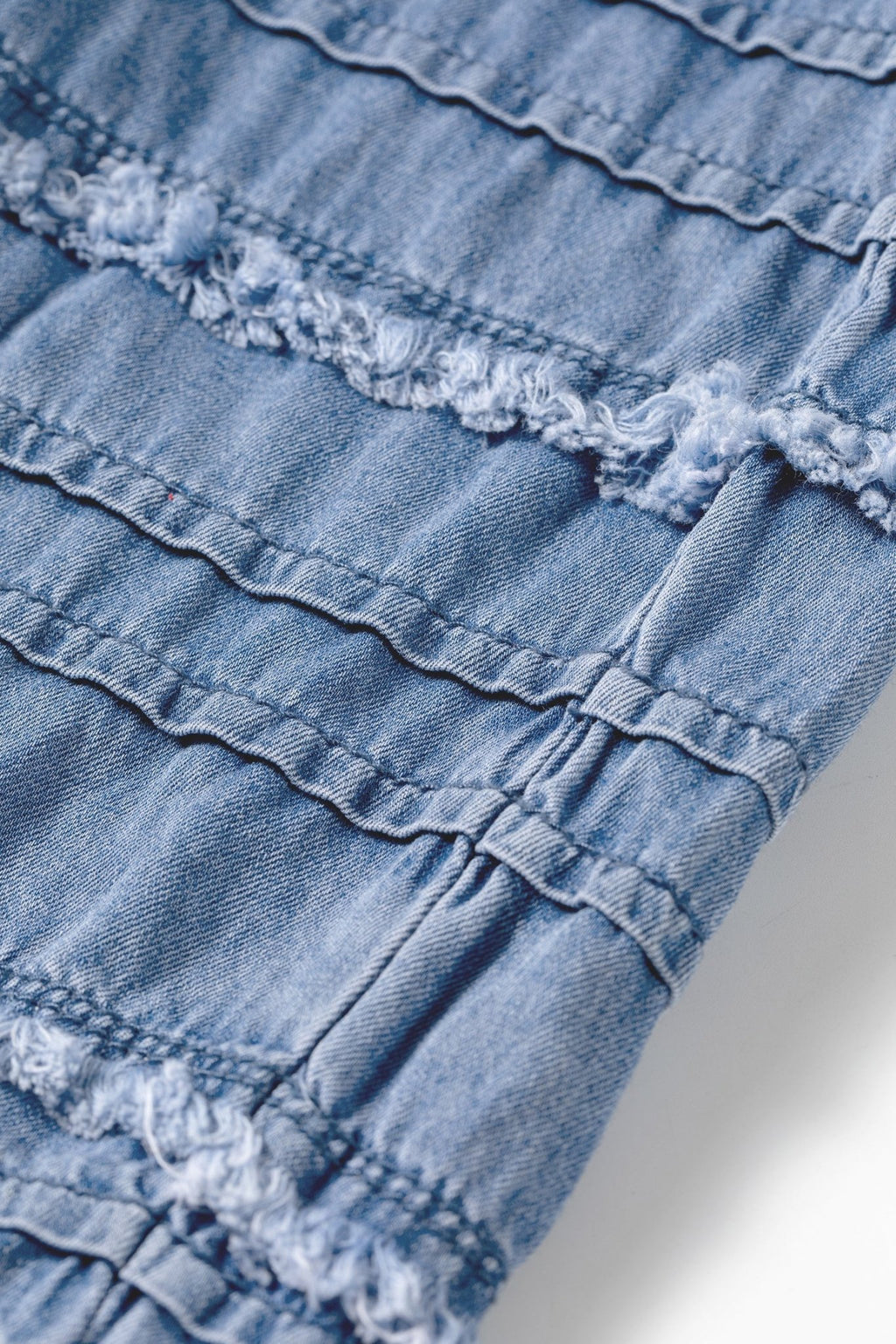 Plus Size Tiered Raw Edge Ruffle Denim Pants - Rooted & Reckless Co.