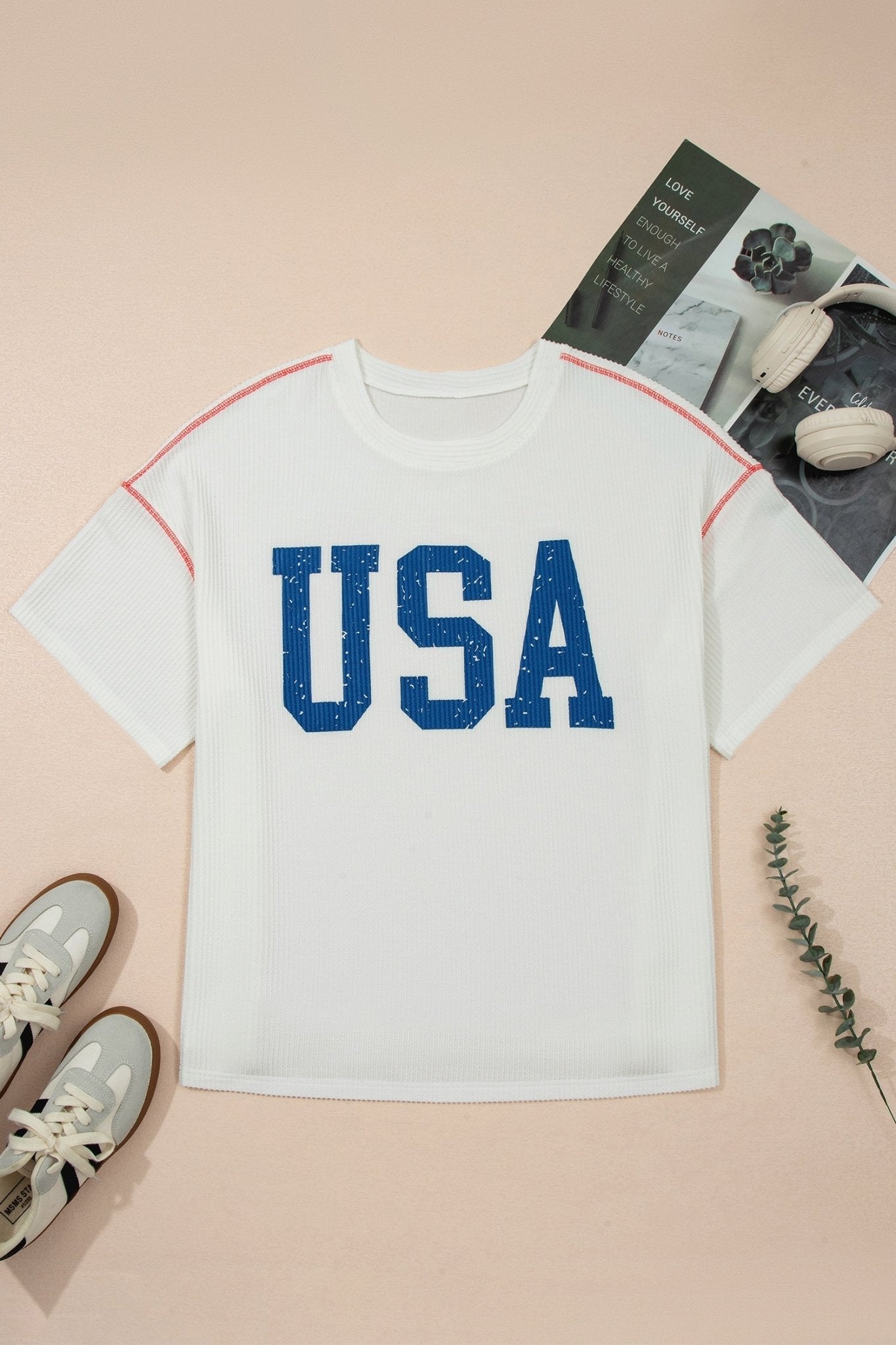 Plus Size USA Corded Knit Graphic T-Shirt - Rooted & Reckless Co.