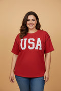 Plus Size USA Corded Knit Graphic T-Shirt - Rooted & Reckless Co.