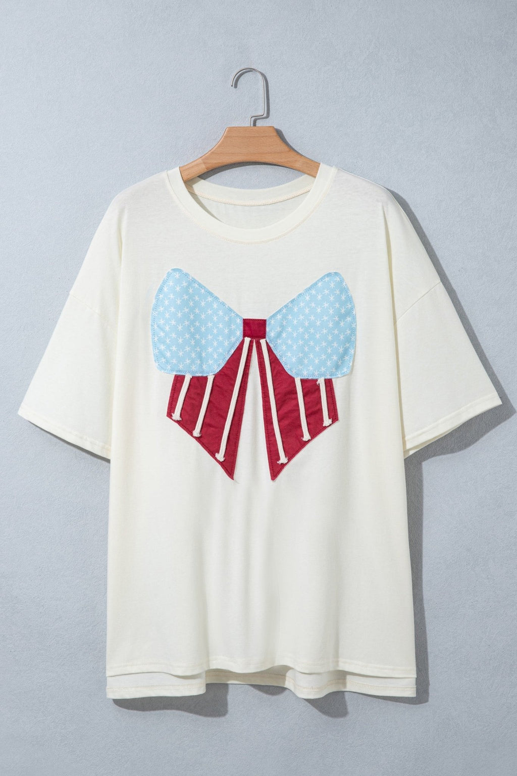 Plus Size USA Flag Bow Patch T-Shirt - Rooted & Reckless Co.