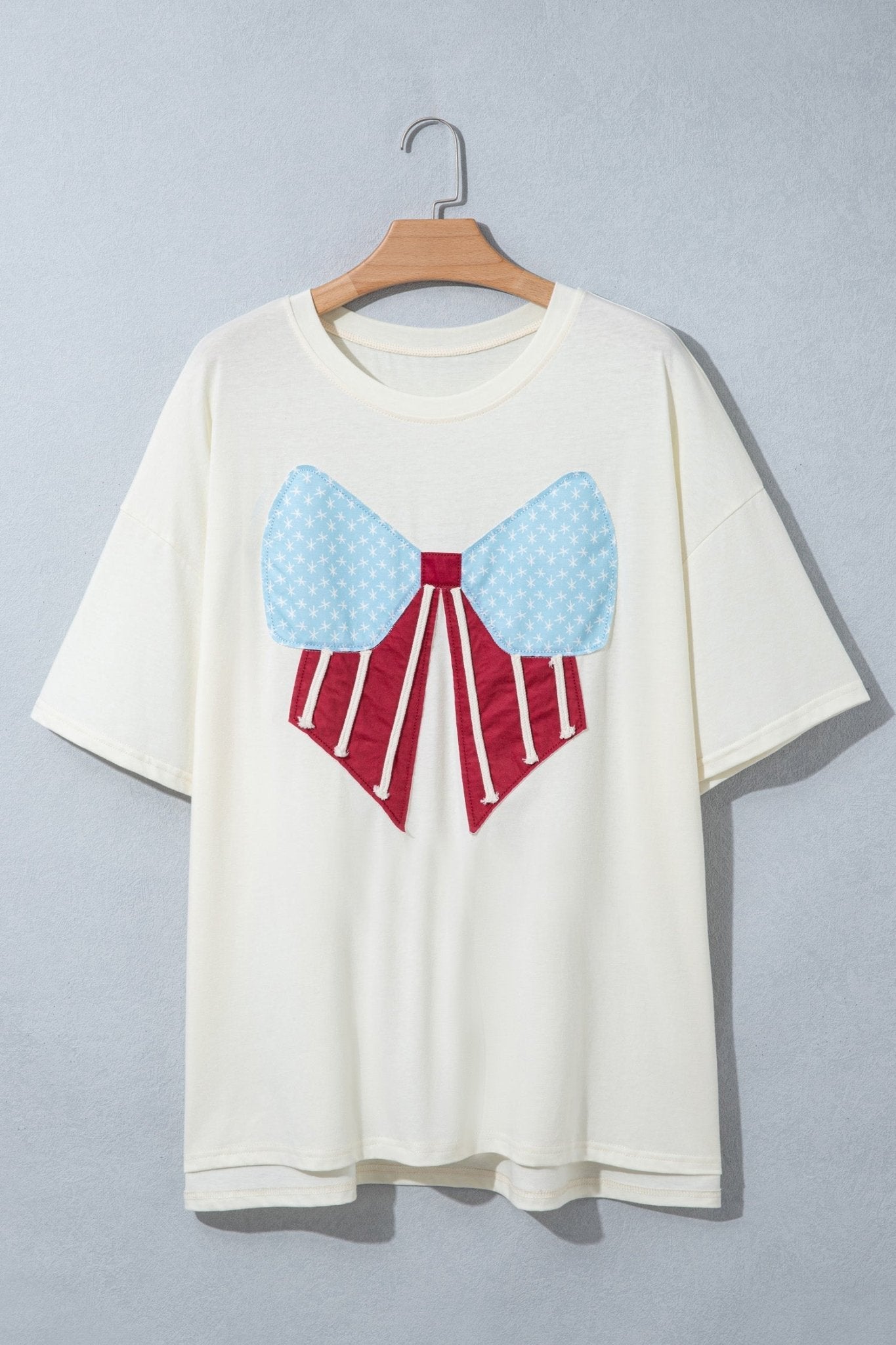 Plus Size USA Flag Bow Patch T-Shirt - Rooted & Reckless Co.