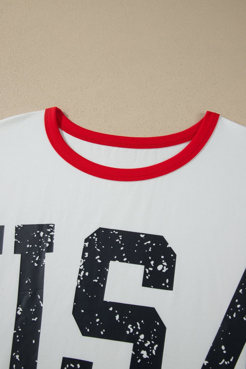 Plus Size USA Varsity Stripe Trim Short Sleeve Tee - Rooted & Reckless Co.