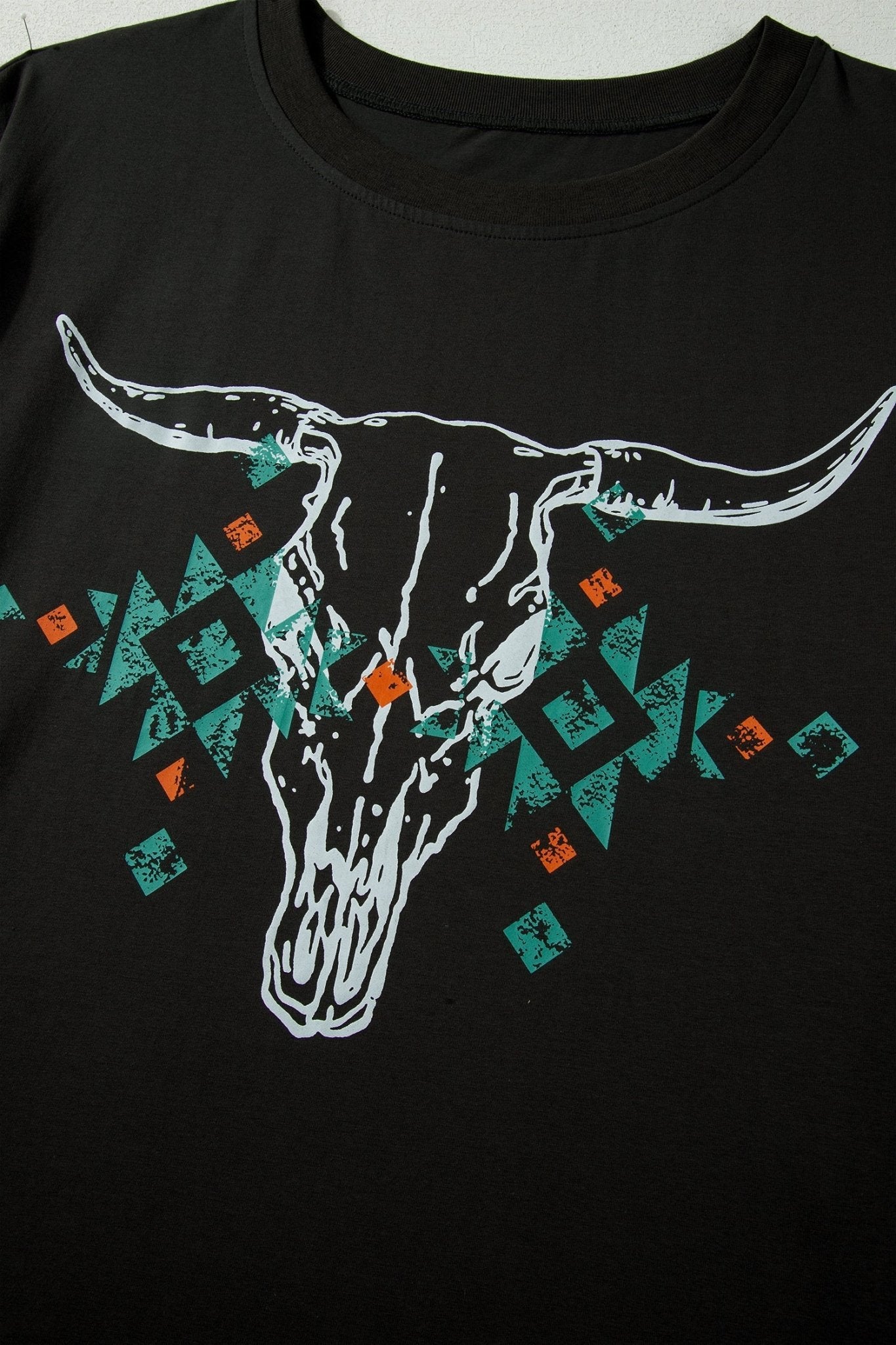 Plus Size Western Aztec Bull Skull T-Shirt - Rooted & Reckless Co.