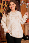 Plus Size Western Aztec Long Sleeve Sweater - Rooted & Reckless Co.