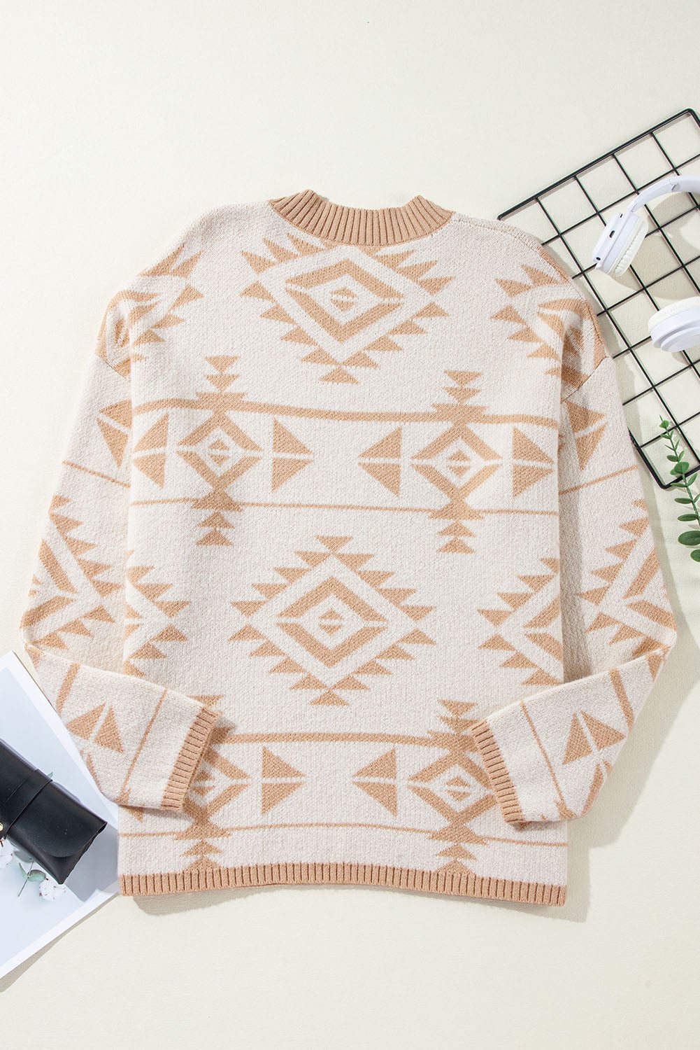 Plus Size Western Aztec Long Sleeve Sweater - Rooted & Reckless Co.