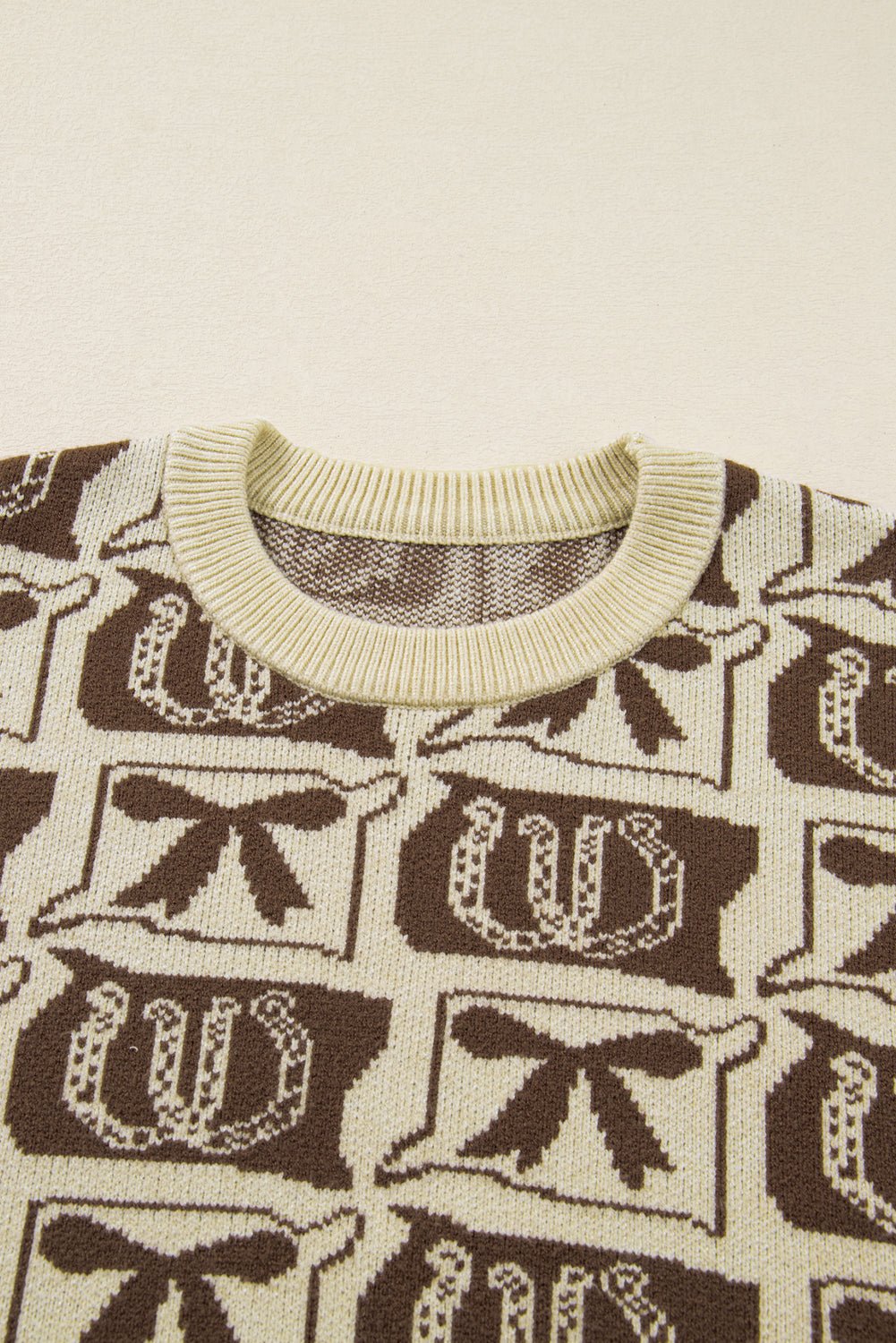 Plus Size Western Bows & Horseshoes Long Sleeve Sweater - Rooted & Reckless Co.