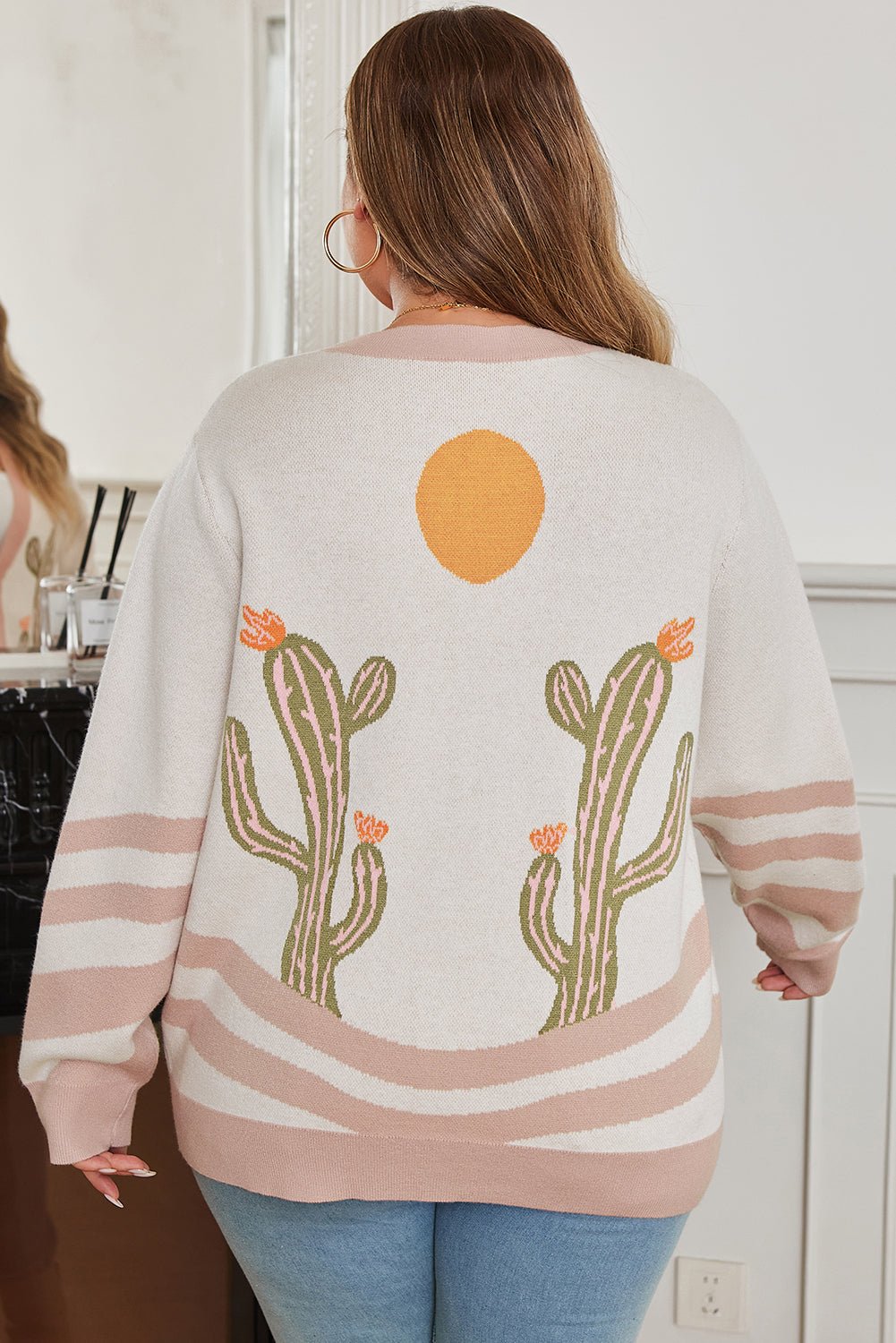 Plus Size Western Cactus Button-front Cardigan Sweater - Rooted & Reckless Co.