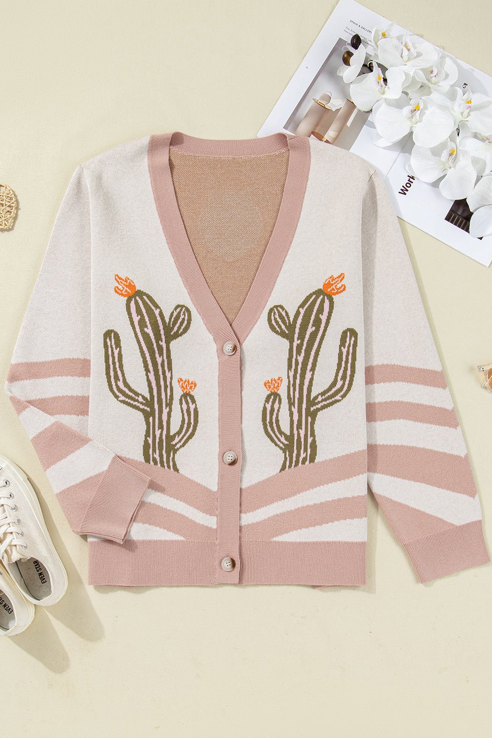 Plus Size Western Cactus Button-front Cardigan Sweater - Rooted & Reckless Co.