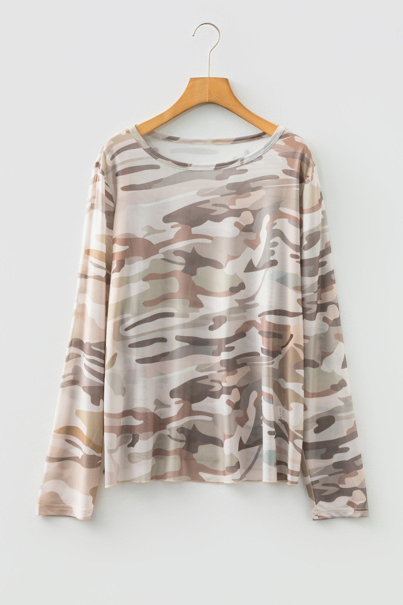 Plus Size Western Camo Mesh Long Sleeve Top - Rooted & Reckless Co.