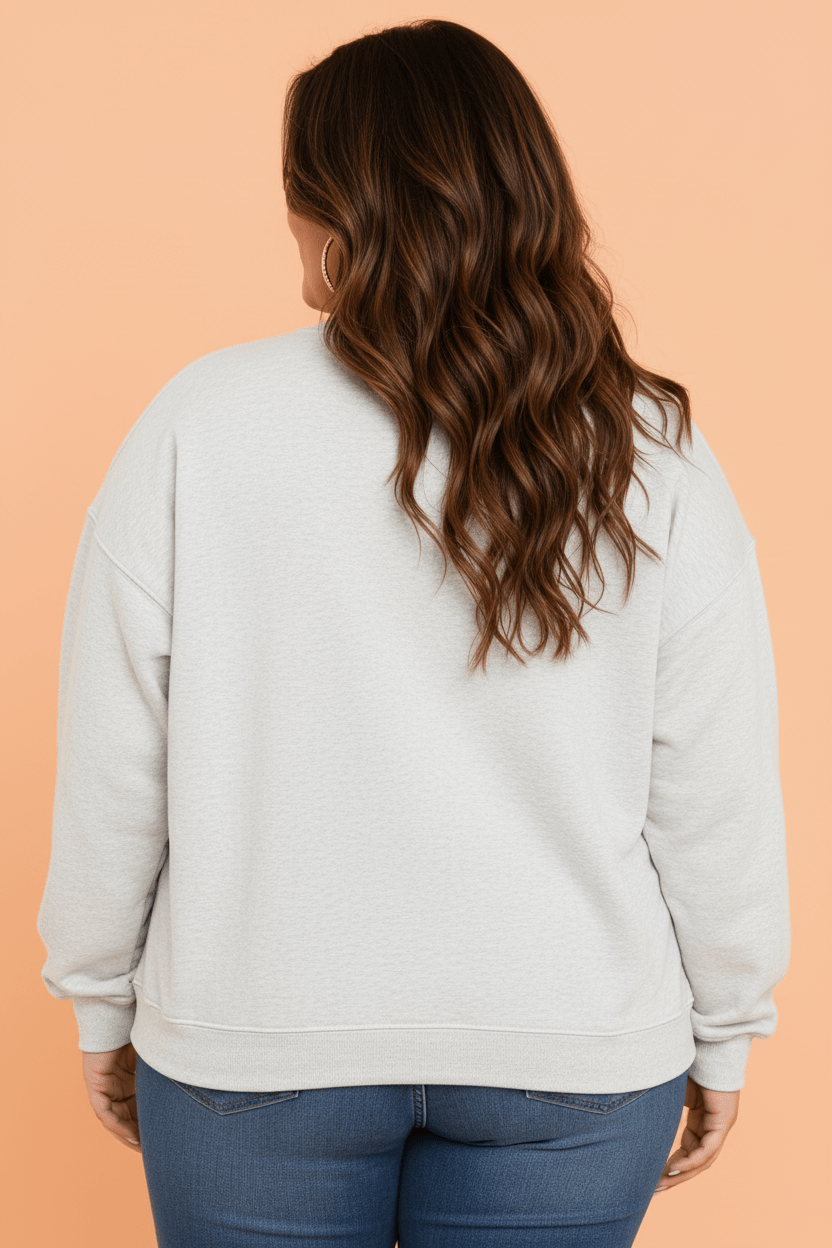 Plus Size WWJD Letter Patch Exposed Seam Sweatshirt - Rooted & Reckless Co.