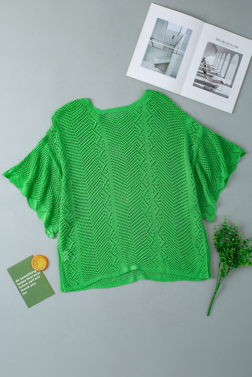 Pointelle Knit Scallop Edge Short Sleeve Top - Rooted & Reckless Co.