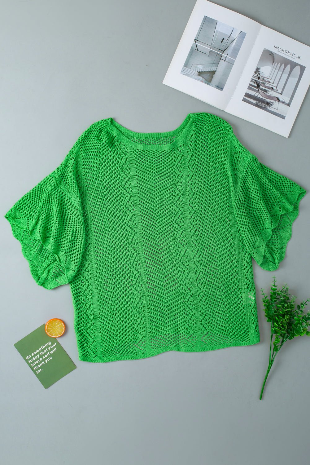 Pointelle Knit Scallop Edge Short Sleeve Top - Rooted & Reckless Co.