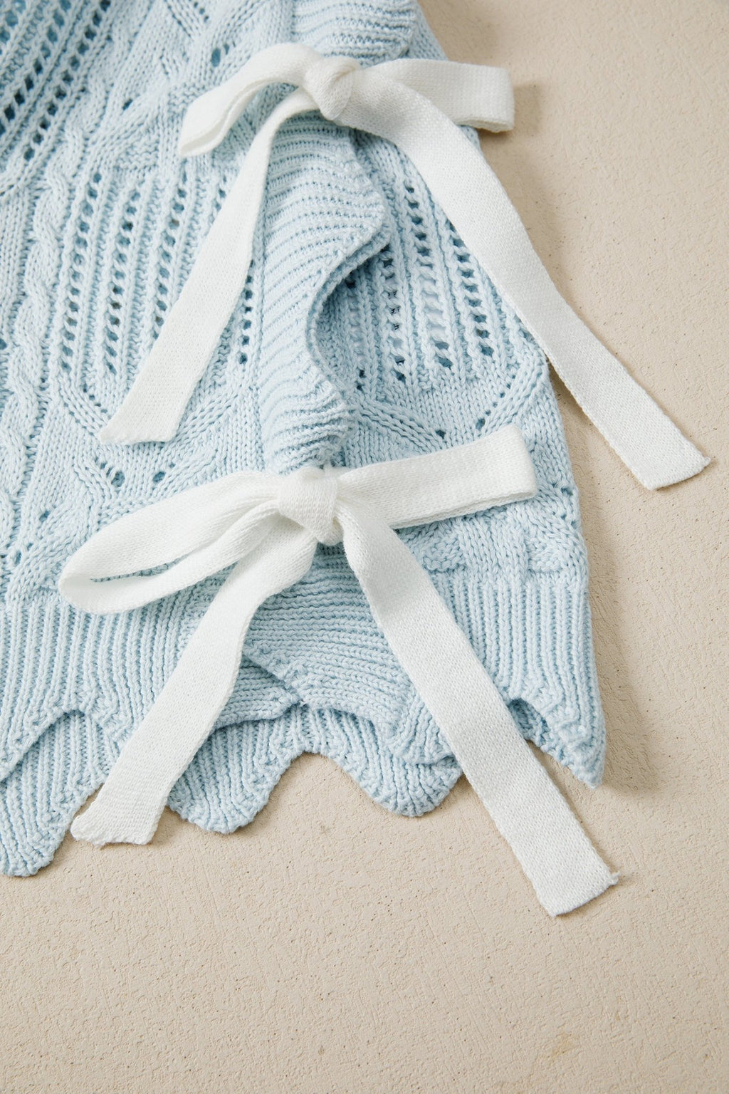 Pointelle Knit Scallop Trim Short Sleeve Sweater - Rooted & Reckless Co.