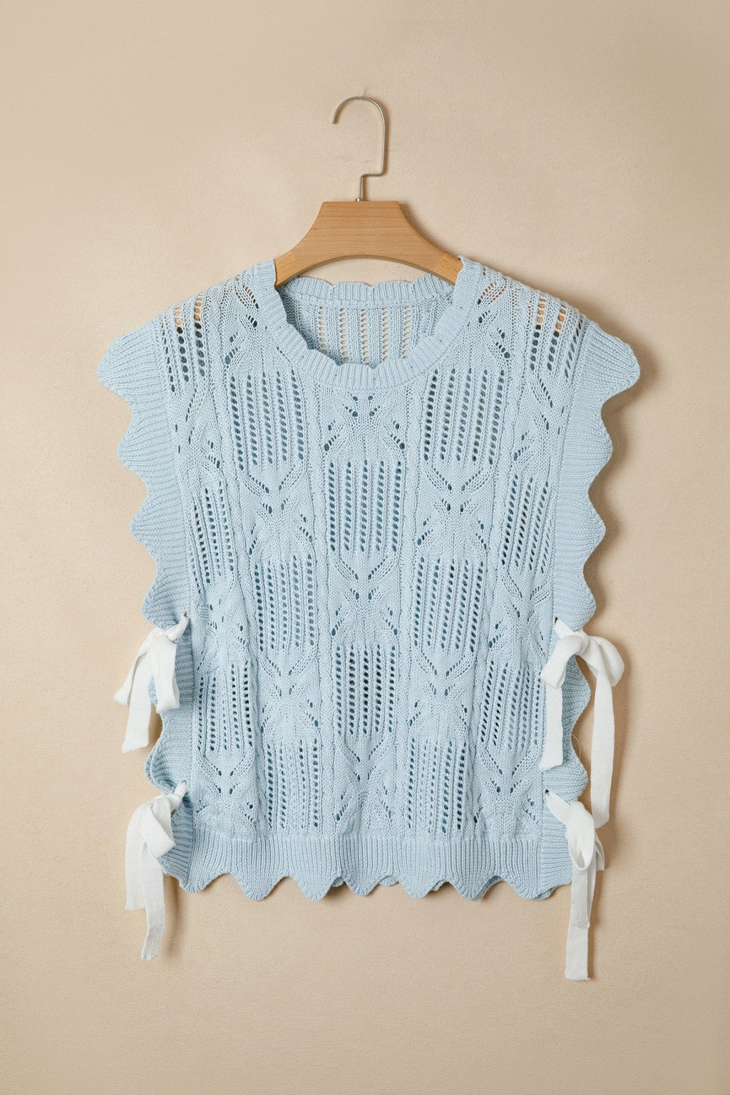 Pointelle Knit Scallop Trim Short Sleeve Sweater - Rooted & Reckless Co.