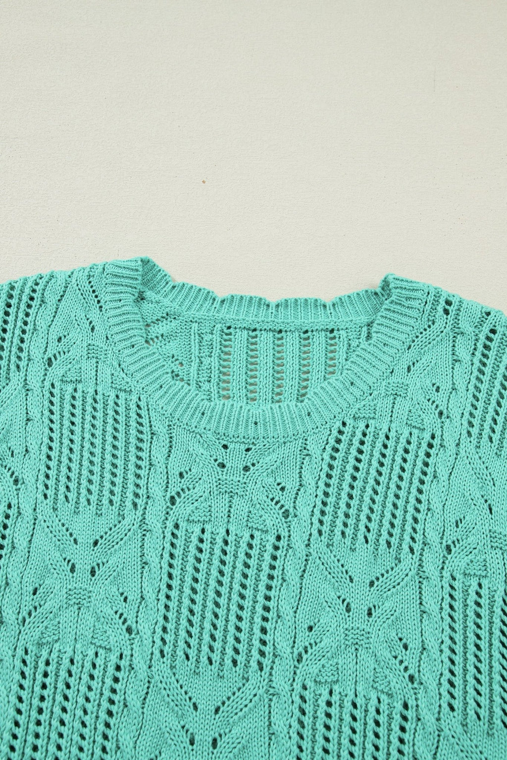 Pointelle Knit Scallop Trim Short Sleeve Sweater - Rooted & Reckless Co.