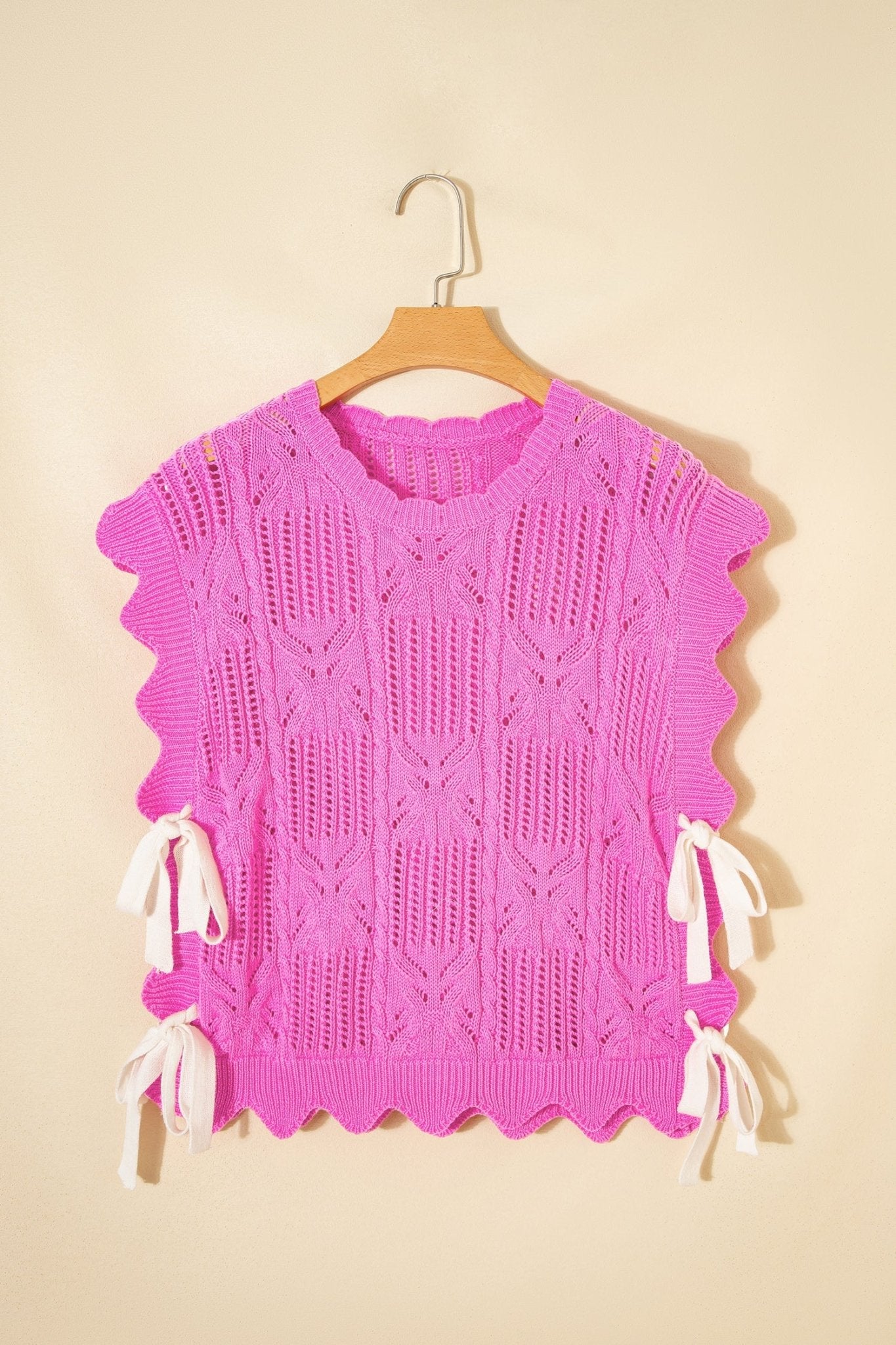 Pointelle Knit Scallop Trim Short Sleeve Sweater - Rooted & Reckless Co.