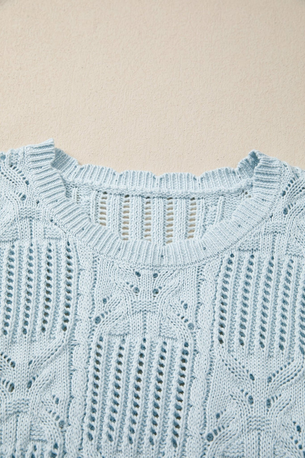 Pointelle Knit Scallop Trim Short Sleeve Sweater - Rooted & Reckless Co.