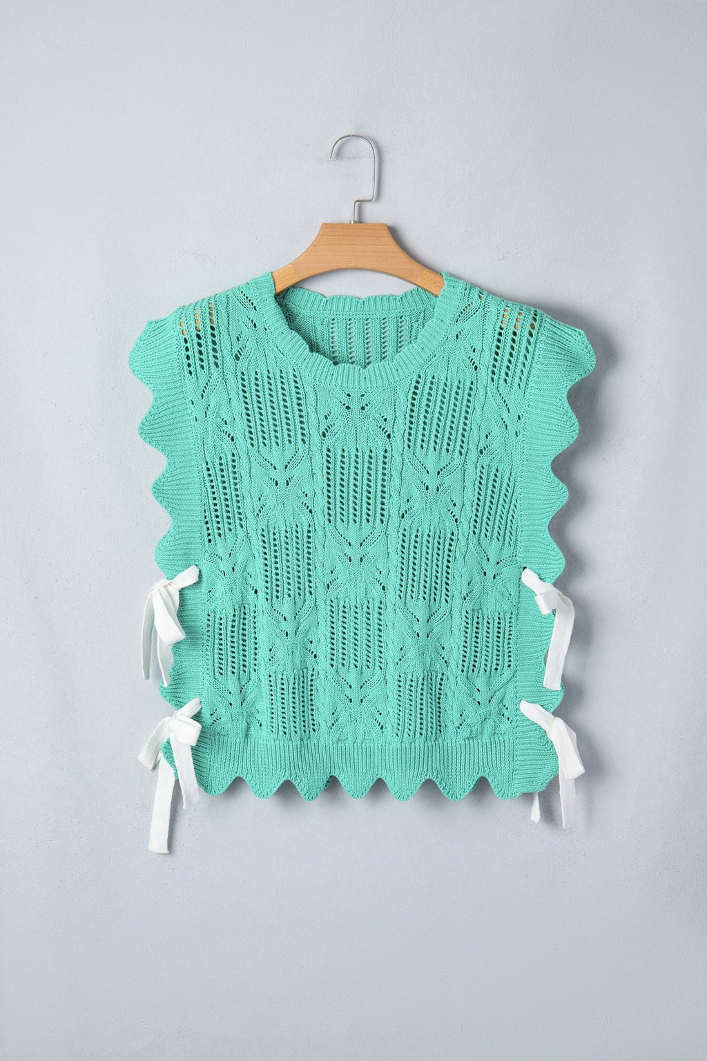 Pointelle Knit Scallop Trim Short Sleeve Sweater - Rooted & Reckless Co.