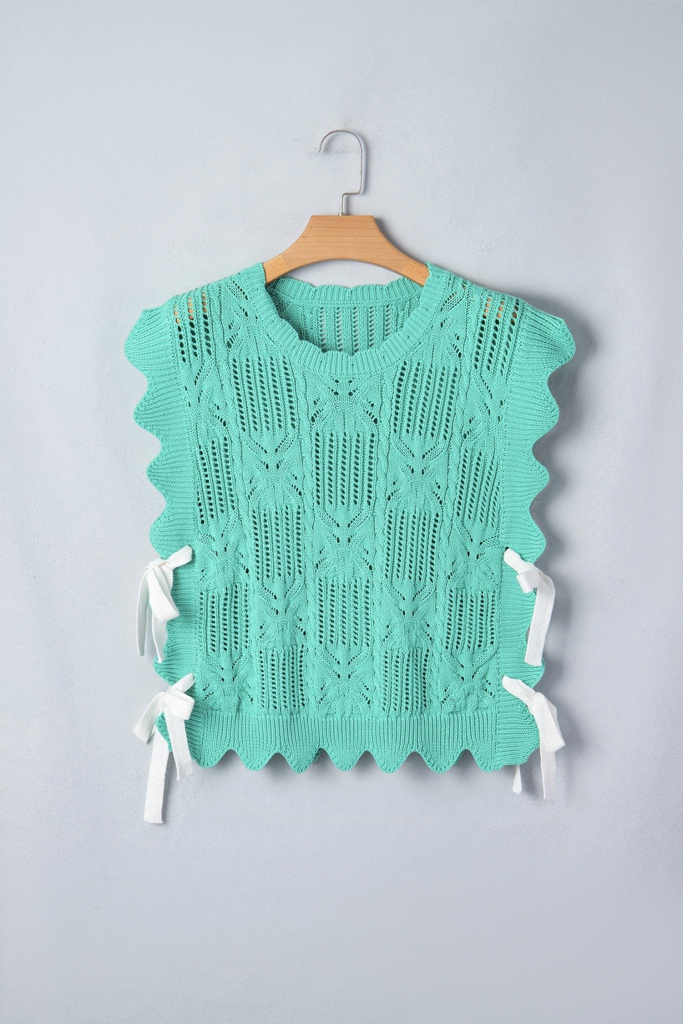 Pointelle Knit Scallop Trim Short Sleeve Sweater - Rooted & Reckless Co.