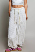 POL Patchwork Mixed Knit Wide Leg Pants - Rooted & Reckless Co.