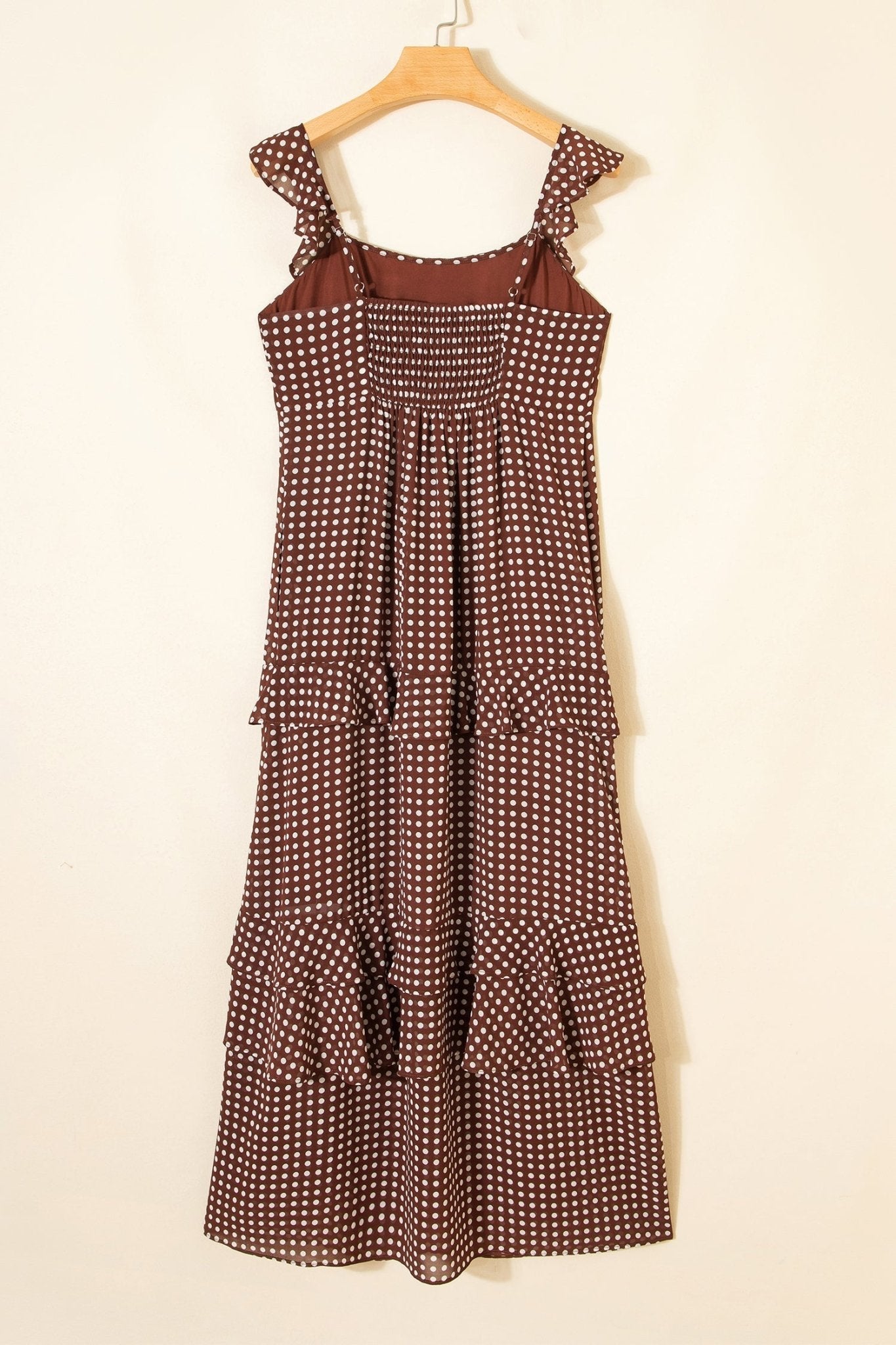 Polka Dot Backless Ruffle Tiered Maxi Dress - Rooted & Reckless Co.