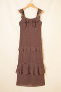 Polka Dot Backless Ruffle Tiered Maxi Dress - Rooted & Reckless Co.