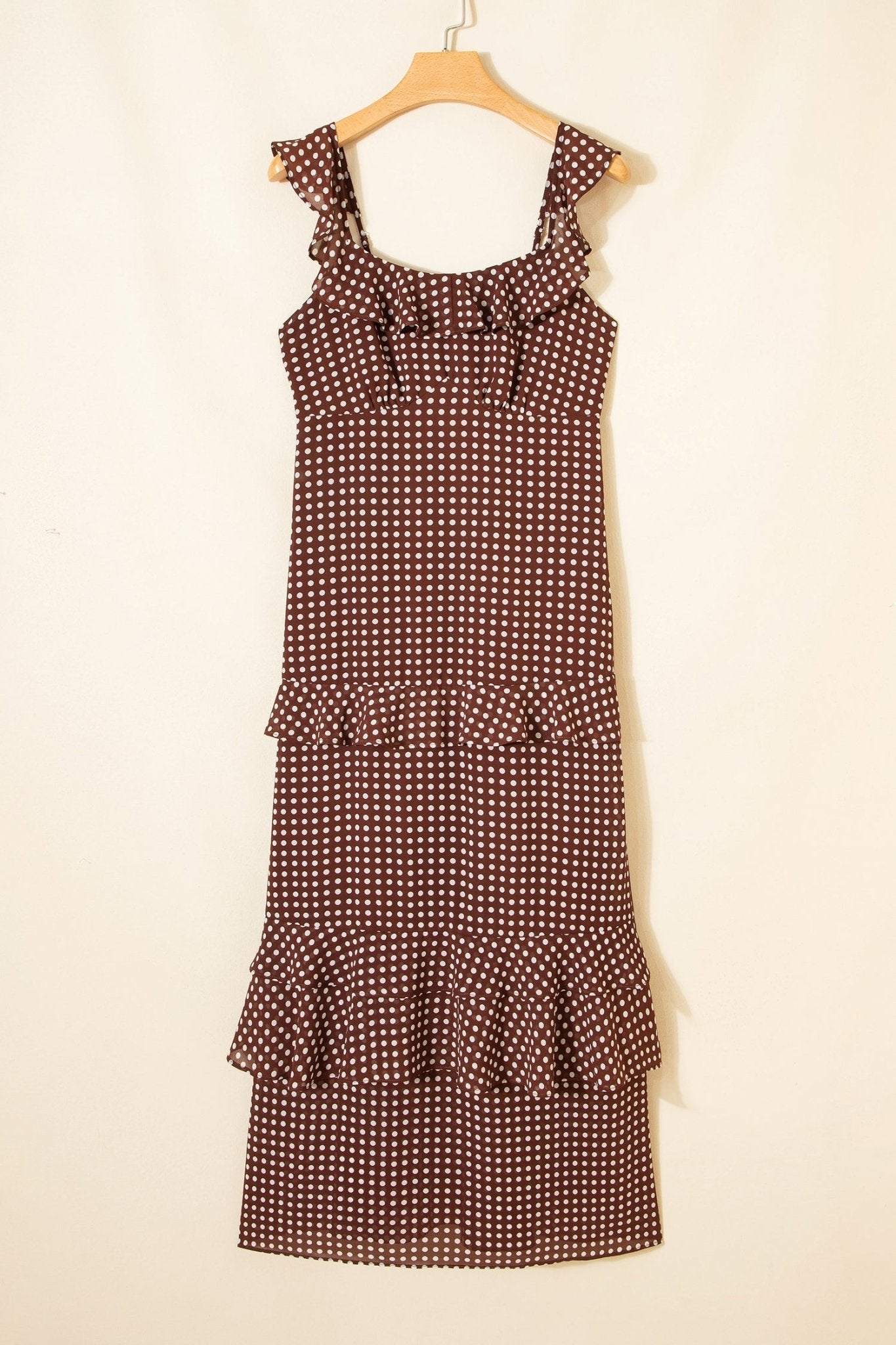 Polka Dot Backless Ruffle Tiered Maxi Dress - Rooted & Reckless Co.