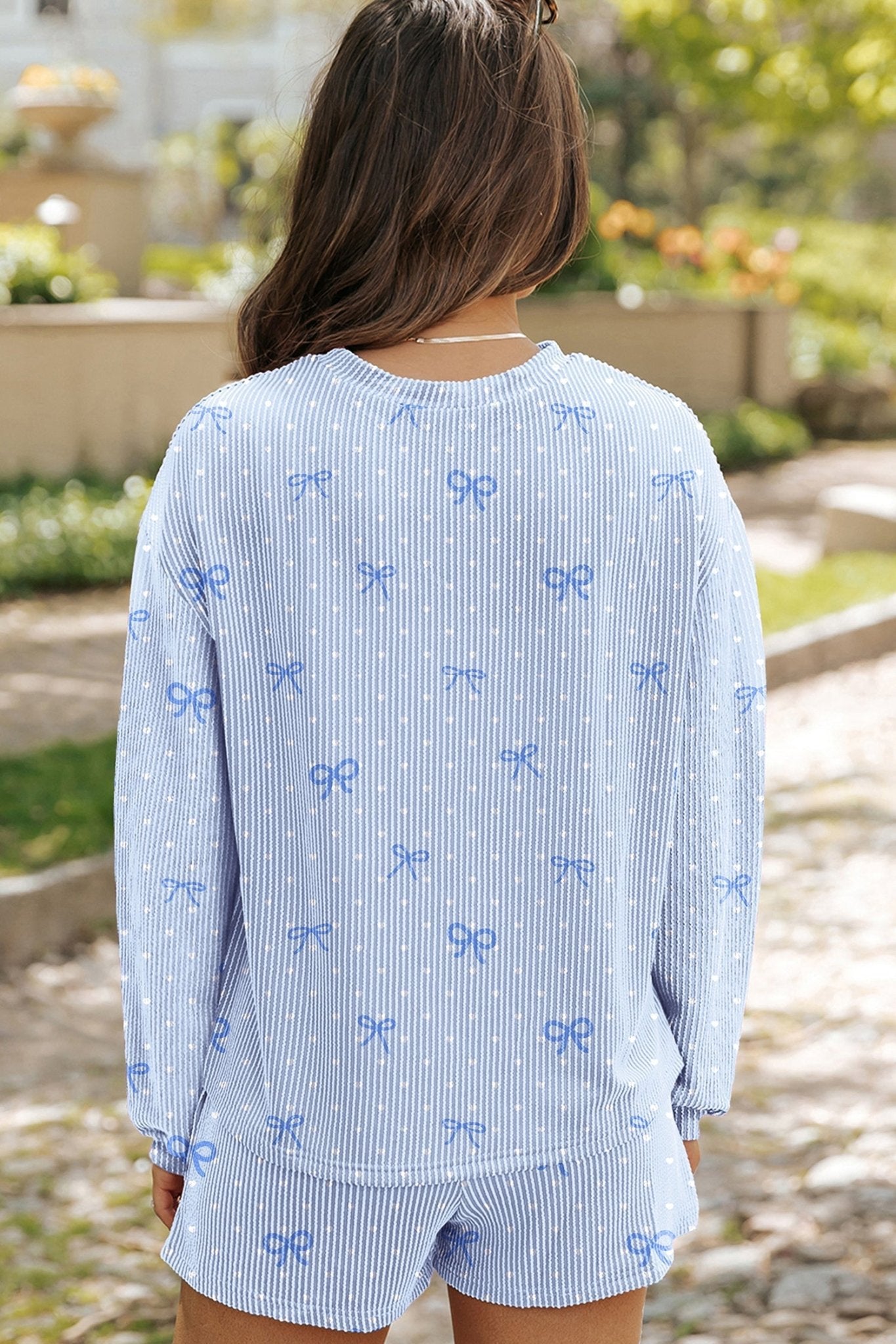 Polka Dot Bow Corded Knit Top and Shorts Set - Rooted & Reckless Co.