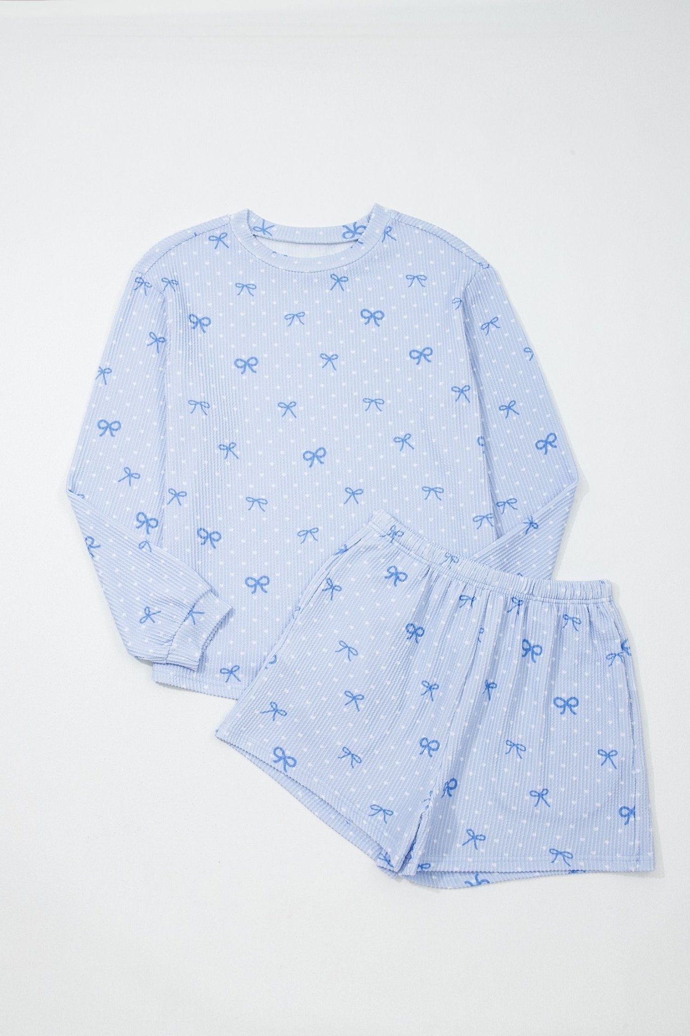 Polka Dot Bow Corded Knit Top and Shorts Set - Rooted & Reckless Co.