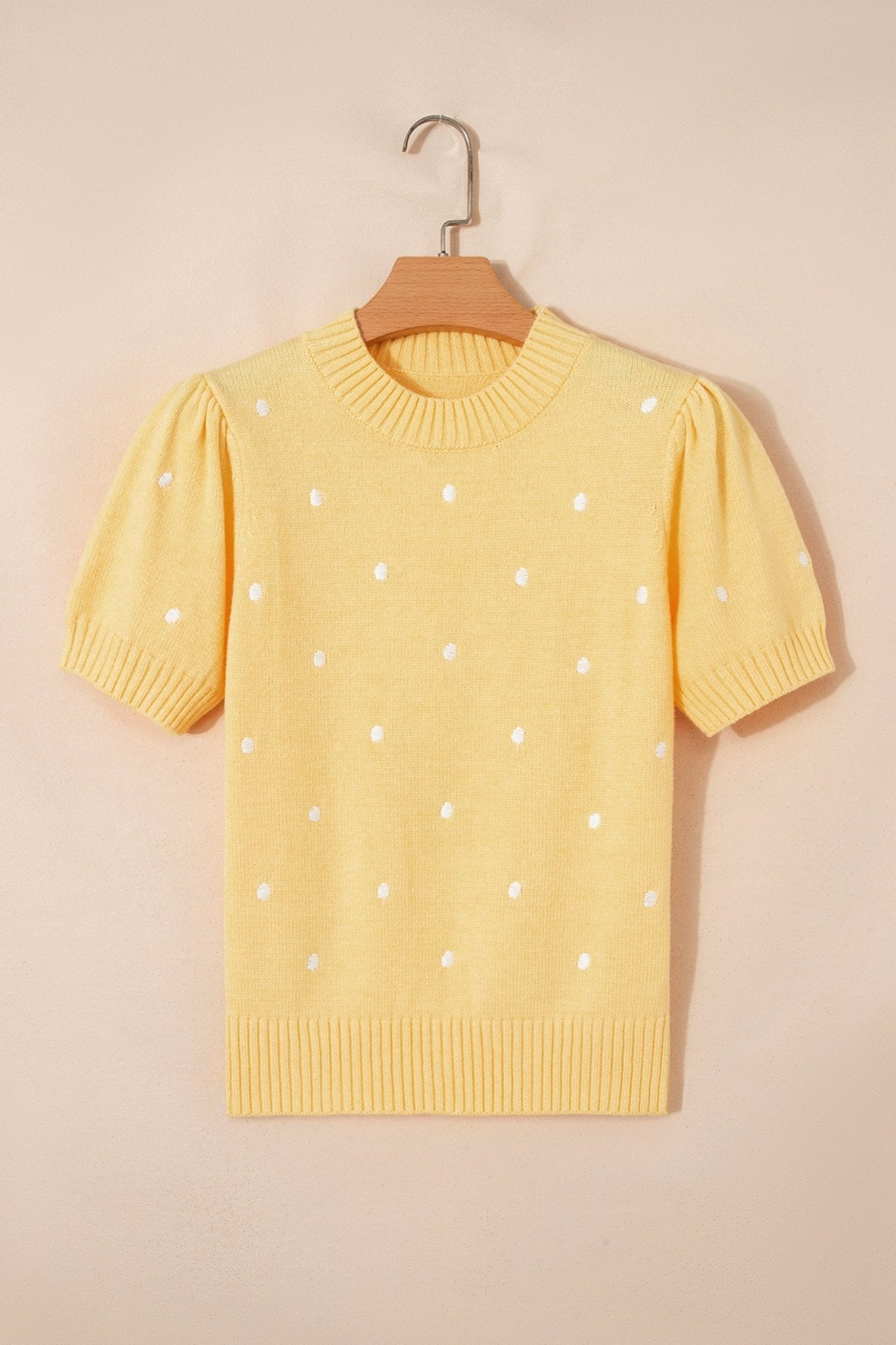 Polka Dot Bubble Short Sleeve Sweater - Rooted & Reckless Co.