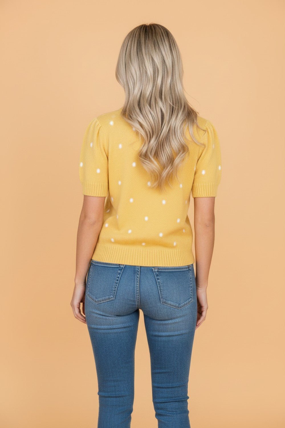 Polka Dot Bubble Short Sleeve Sweater - Rooted & Reckless Co.