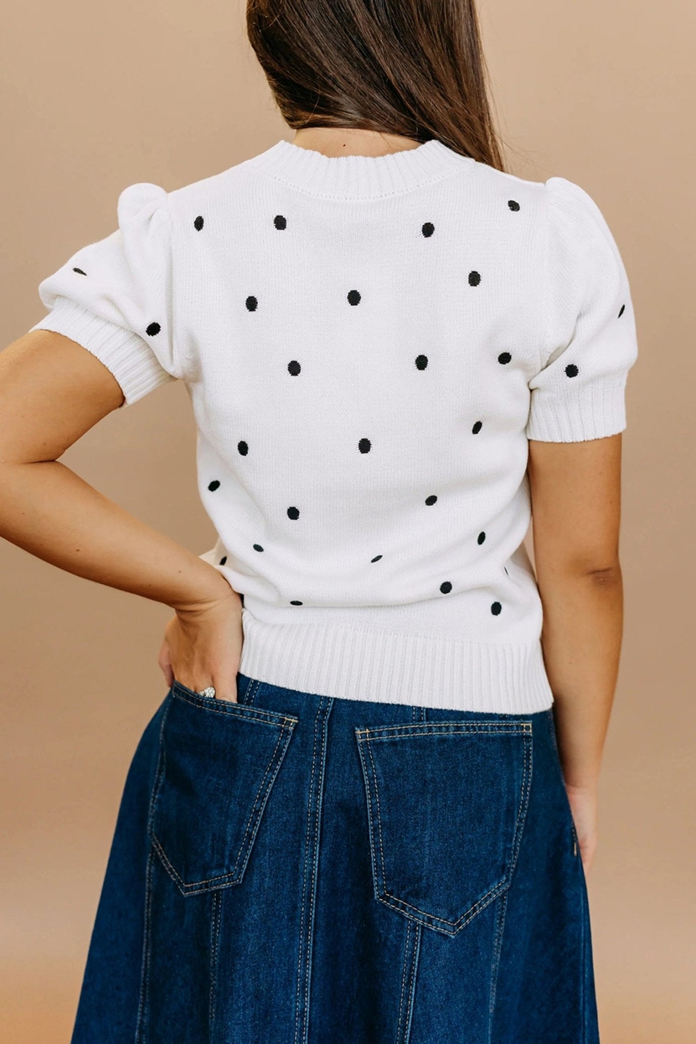 Polka Dot Bubble Short Sleeve Sweater - Rooted & Reckless Co.