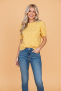 Polka Dot Bubble Short Sleeve Sweater - Rooted & Reckless Co.