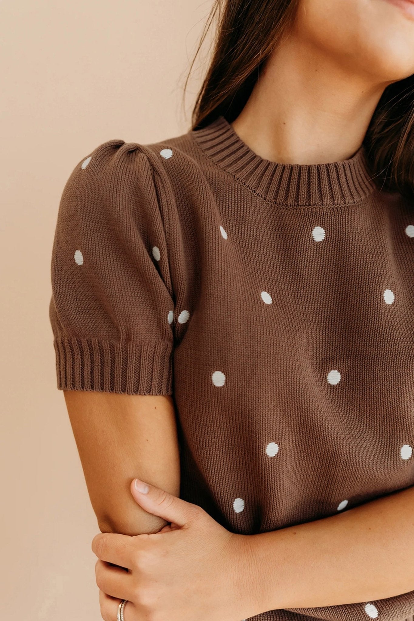 Polka Dot Bubble Short Sleeve Sweater - Rooted & Reckless Co.