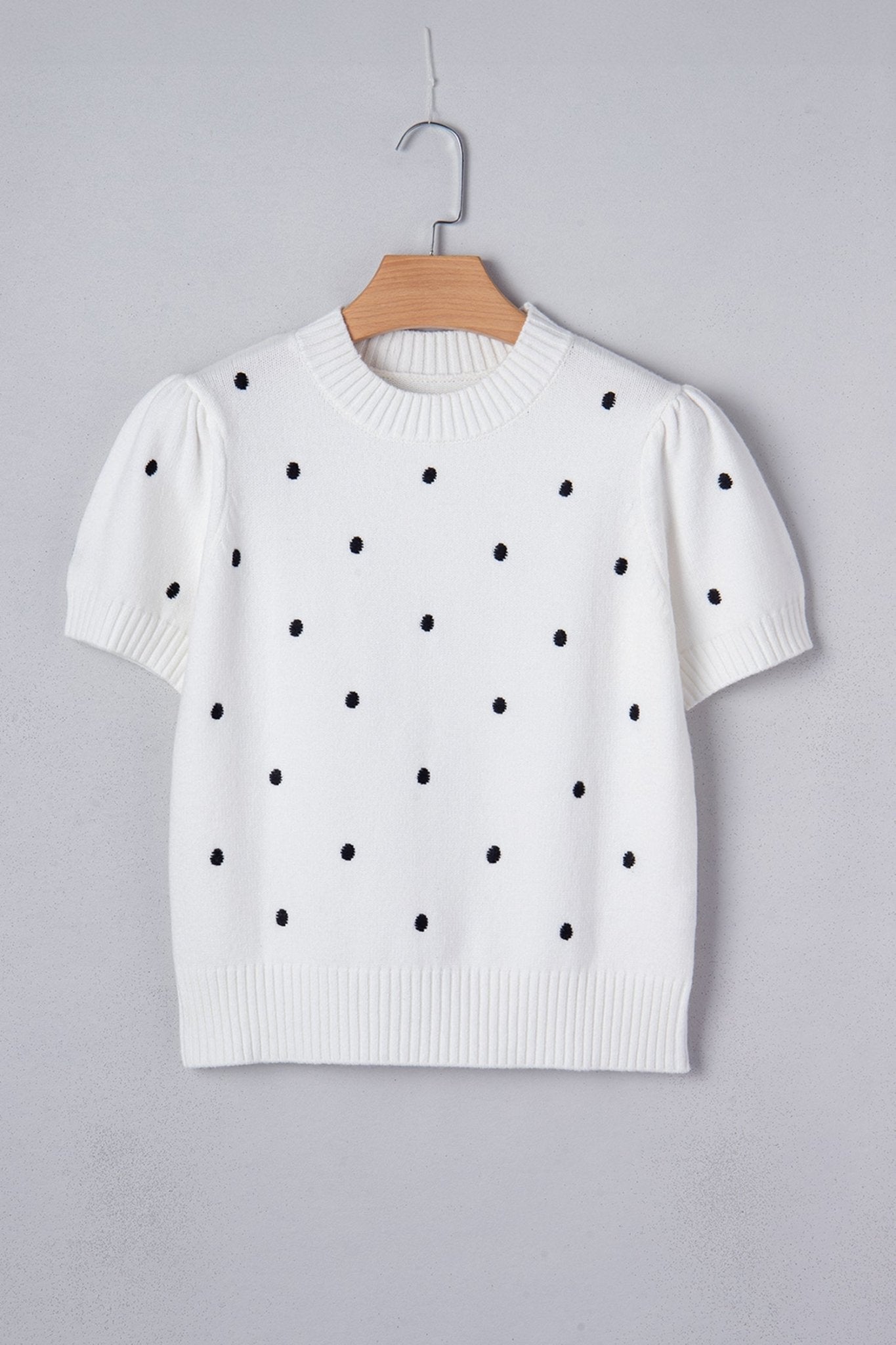 Polka Dot Bubble Short Sleeve Sweater - Rooted & Reckless Co.
