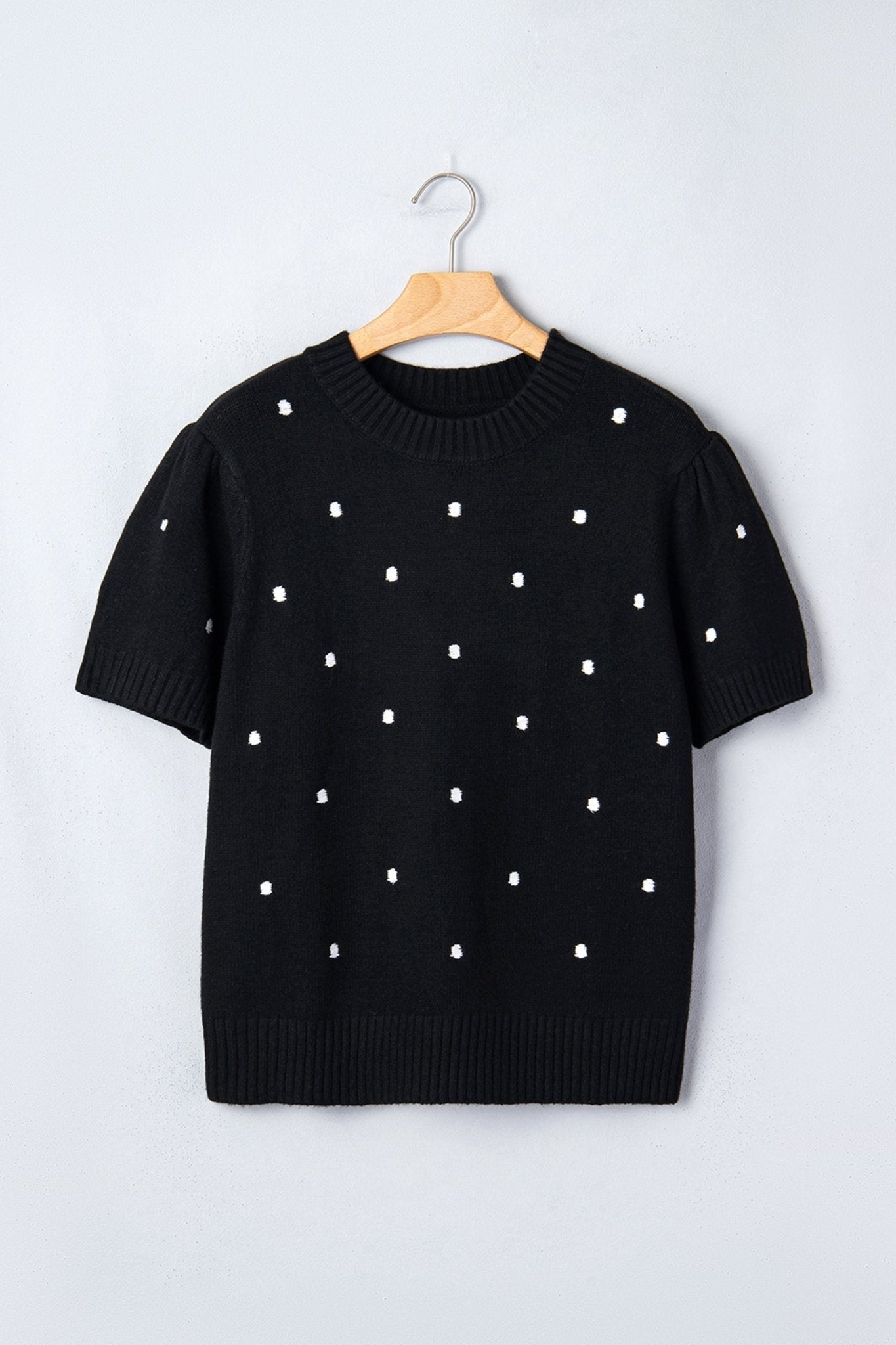 Polka Dot Bubble Short Sleeve Sweater - Rooted & Reckless Co.